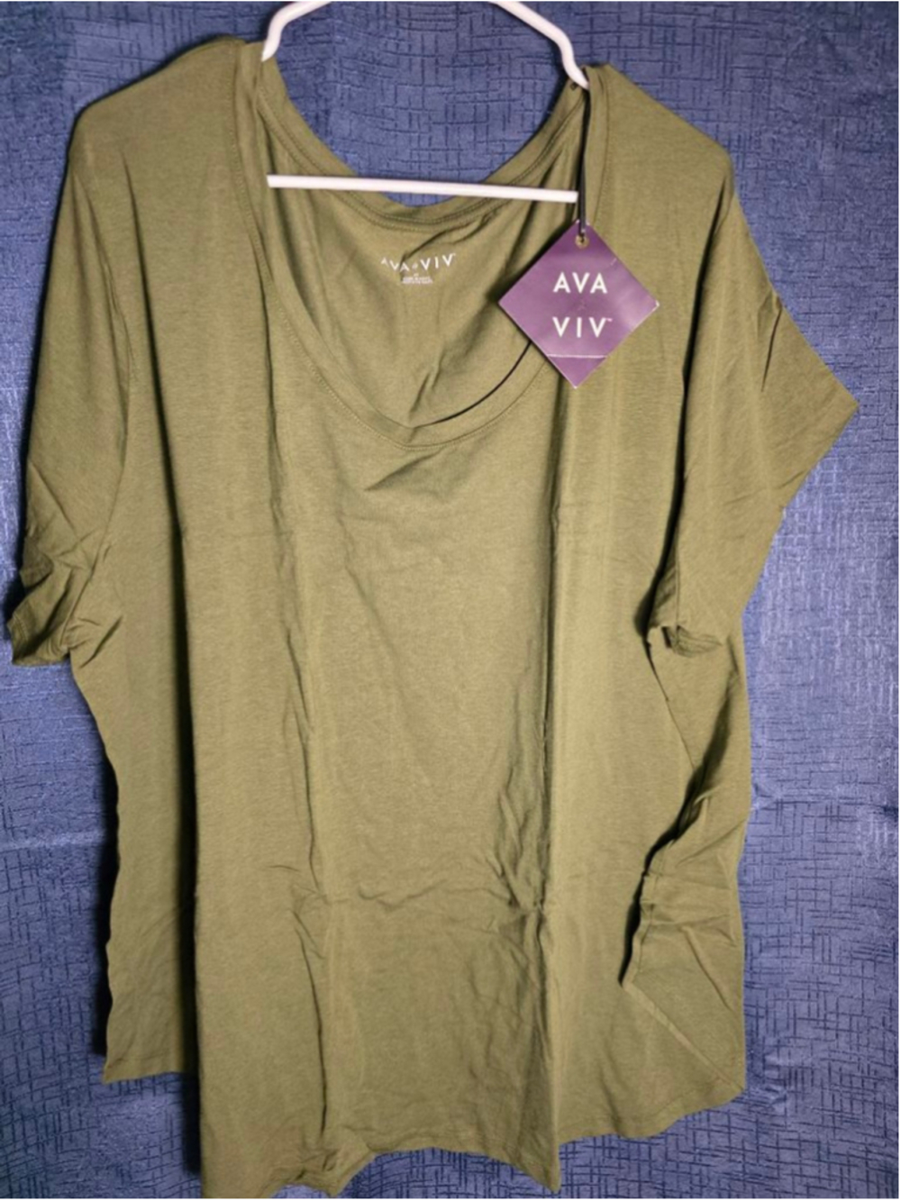 Women's AVA & VIV Olive Green Short Sleeve Tee Plus Size 4X